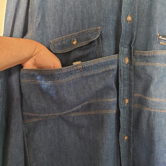 Faconnable Men’s Denim Shirt M Blue Button Down Long Sleeve French Designer - Picture 6 of 11